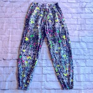 Vintage 80's Splatter Jogger Pants Size M Captains World Tour Call Box USA